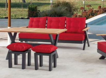 Gartenmöbel Sofagarnitur Tisch Hocker Sessel Veranda Sitzgruppen 6tlg.